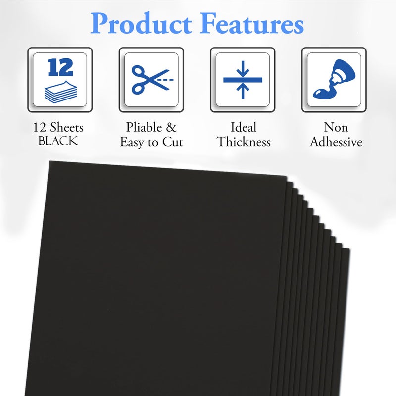 Ader Products Black Eva Foam Sheets, 12 Pack, 2mm Thick, 6 x 9 Inch, Handicraft Foam Paper for Arts and Crafts, by Ader Products - Image 2